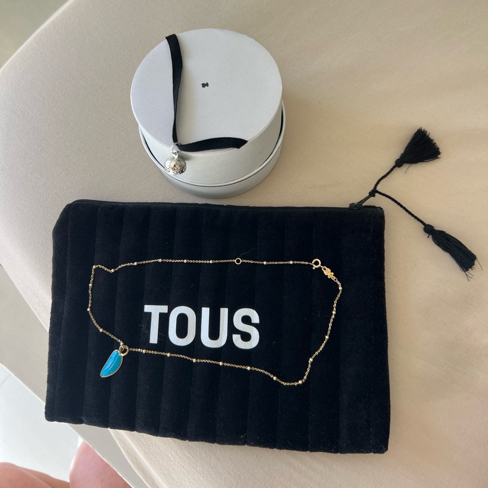 Tous Gold Necklace with Vibrant Blue Pendant